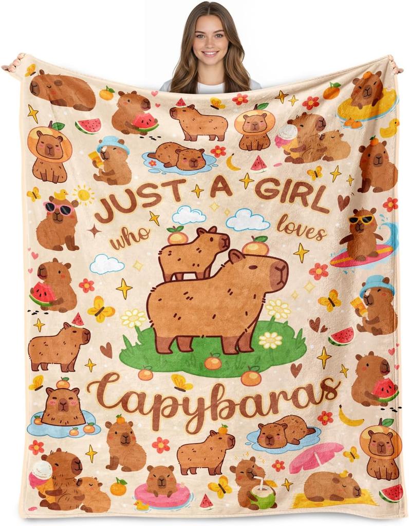 Capybara Blanket for Girls Boys, Capybara Gifts for Girls, Ultra Soft Throw Blanket for Room Decor Bedding 40"x50"