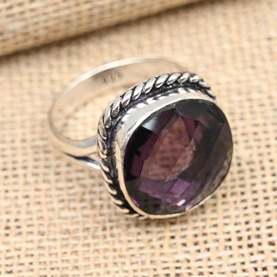 Wundervoller handgemachter Amethyst-Edelstein-Schmuckring aus 925er Sterlingsilber