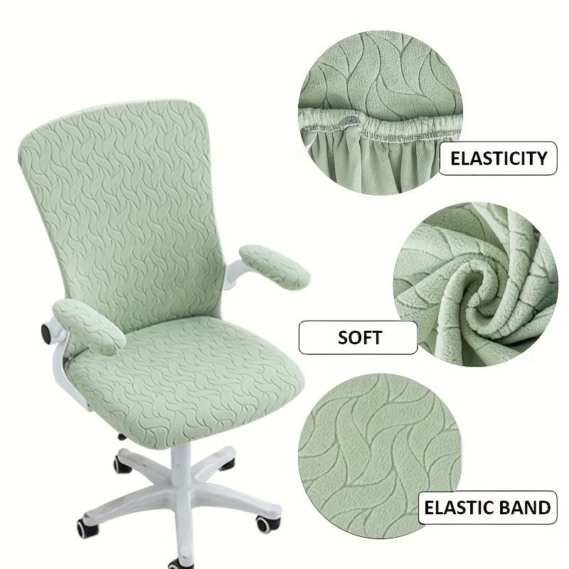 4Pcs Solid Color Jacquard Stretchable Computer Office Chair Covers Soft Dustproof Pet Scratch Resistant Retractable Chair Covers