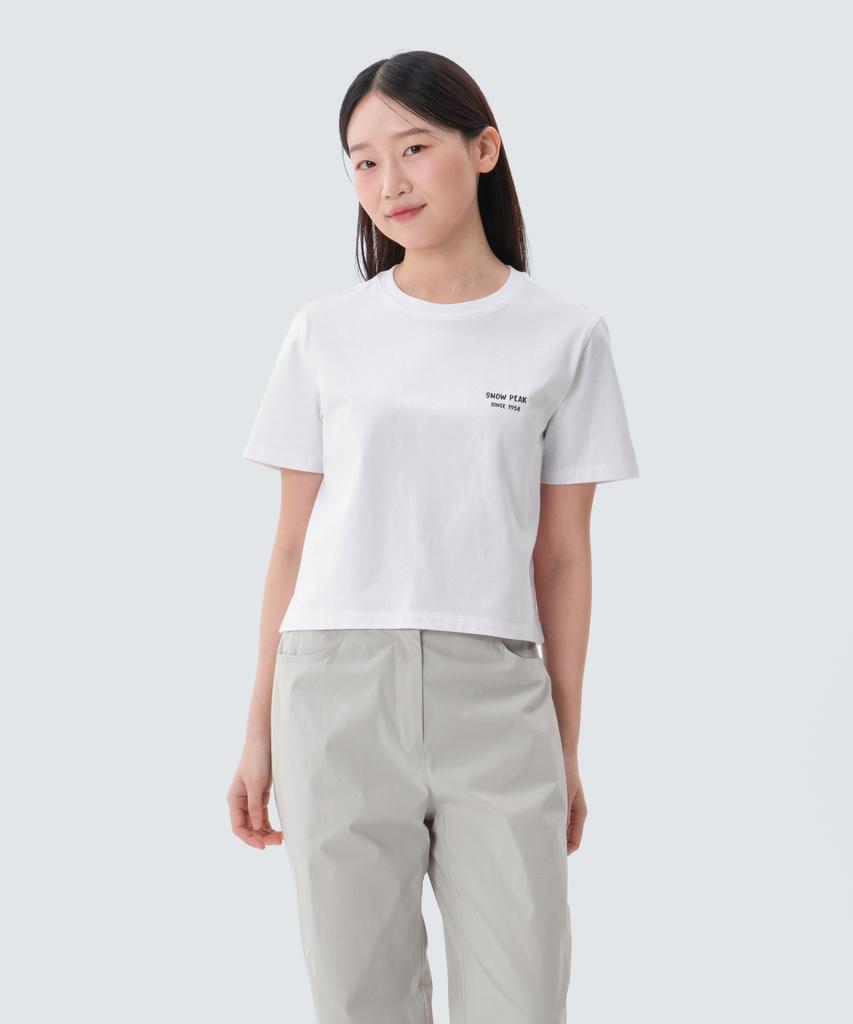 SNOWPEAK APPAREL Cotton Women'S Crop Short Sleeve T-Shirt (S25Mwfts65) White