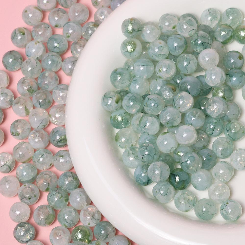 Yori 40pcs 10mm Imitation Crack Glass Beads Round Loose Spacer Beads for Jewelry Making DIY Bracelets Phone Chain Accessories