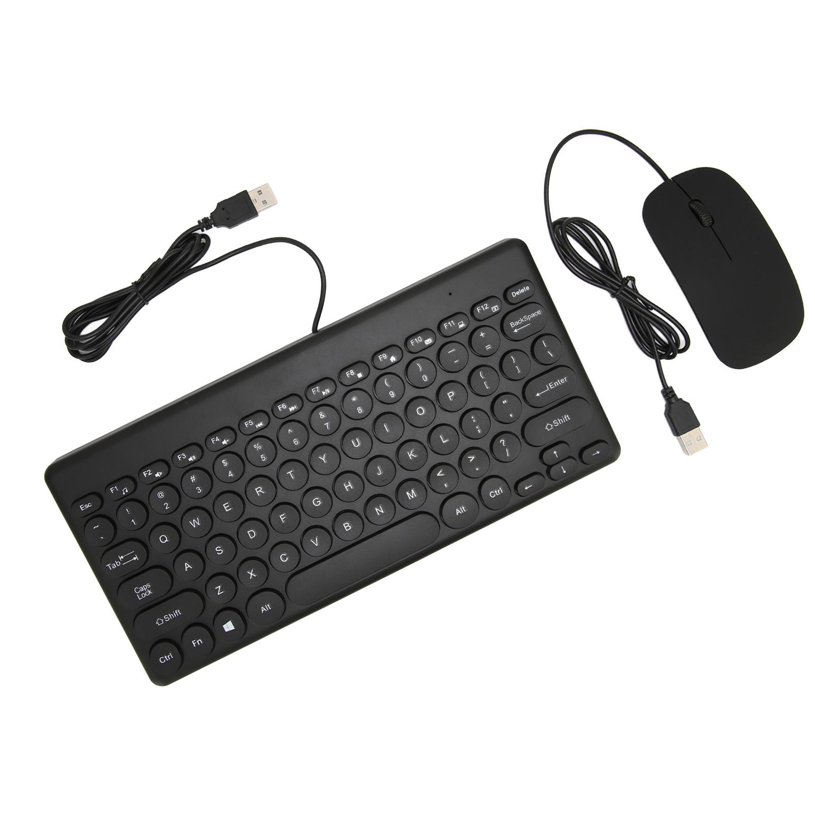 

Keyboard Mouse Combo Comfortable Ergonomics Power Saving 78 Keys Round Keycap 4 Mouse Buttons Wired Computer Supplies