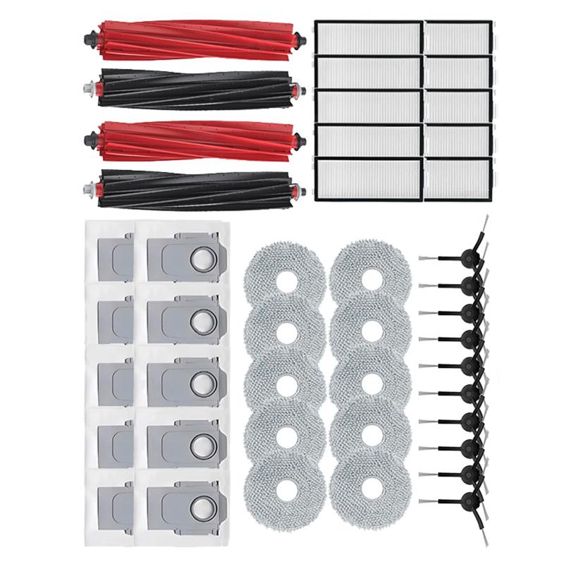 

A78E-For Roborock Qrevo Master/Qrevo Slim Replacement Parts- Roller Side Brush Hepa Filter Mop Cloth Dust Bag Set Accessory