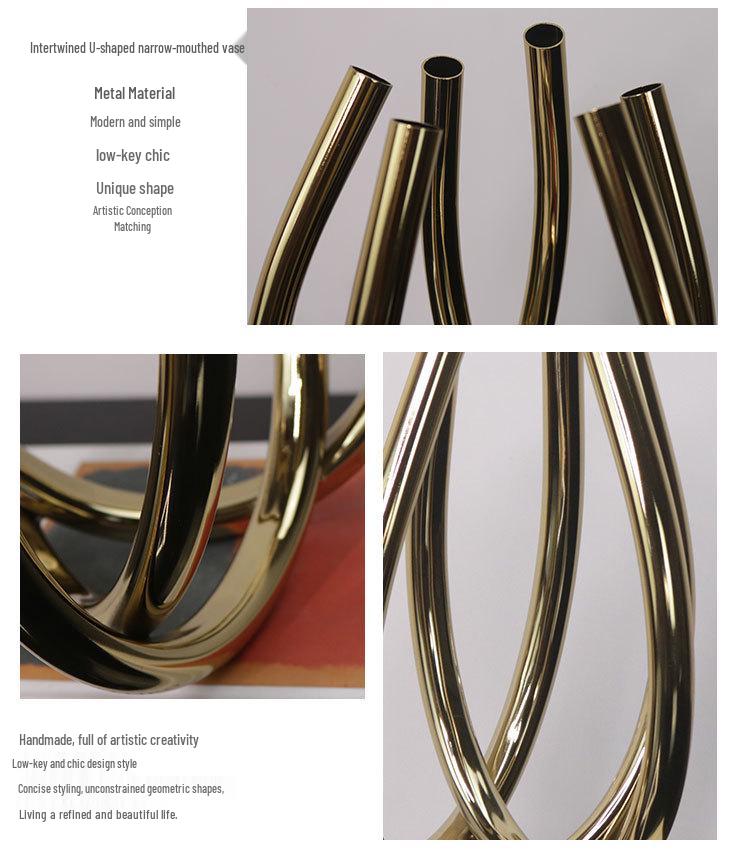 Elegant Metal Vase for Flower Arrangements - Luxury Decor for Living & Dining Rooms