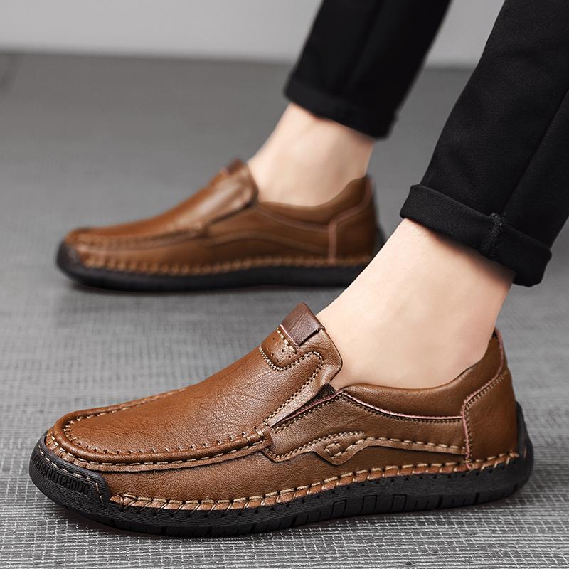 Golden Sapling Fashion Loafers Men's Casual Shoes Retro Party Flats Genuine Leather Men Loafers Dress Moccasins Business Shoe