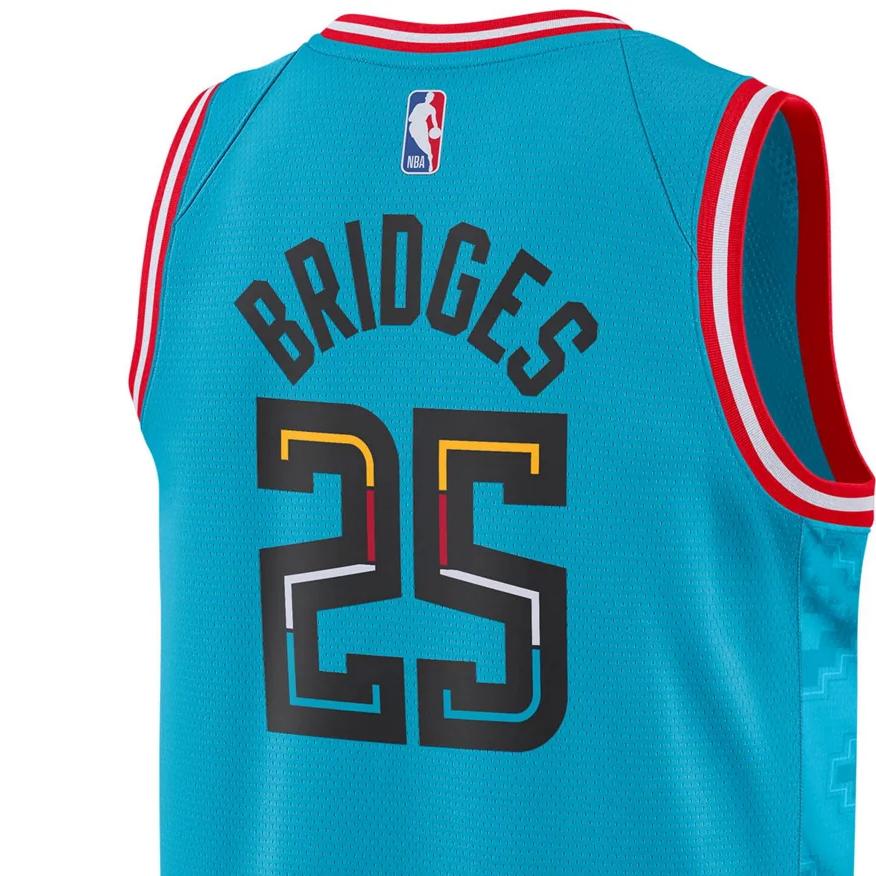 Nike Suns NBA Fan Edition City Jersey 2022-23 Season Bridges 25 Quick-Dry Printed Sports Breathable Basketball Tank Top Unisex Tops Blue DO9607-417