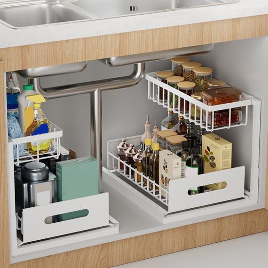 Storage Rack Seasoning Organizer Strong Load-bearing Rust-proof Pull-Out Design Kitchen Storage Shelf Spice Rack
