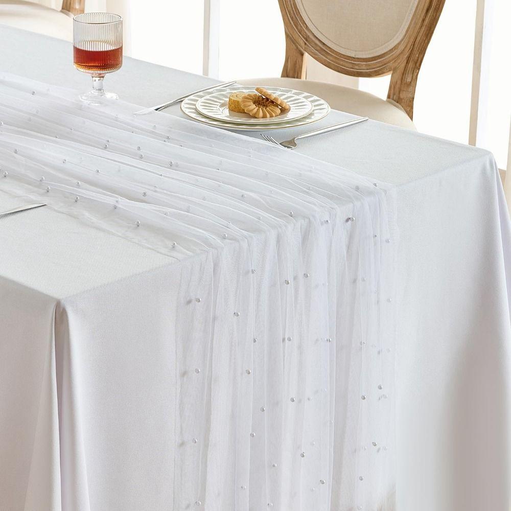 Mesh Fabric Bridal Veil Sheer Wedding Table Runner Table Decorations Table Cloth  Home Decoration
