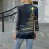 Women's Casual Fashion Sexy Comfortable Christmas Print V-Neck Button Three-quarter Sleeve Top