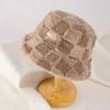 Plaid Checkered Winter Fisherman Hat Faux Fur Checkered Basin Hat Plush Basin Cap  Autumn Winter