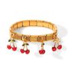 Cherry elastic chain bracelet, light luxury niche design titanium steel bangle, fruit jewelry