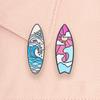 Summer Beach Vacation Enamel Pins Cute Duck Shark Swim Ring Surfboard Ukiyo-e Wave Mount Fuji Brooches Lapel Badges Jewelry Gift