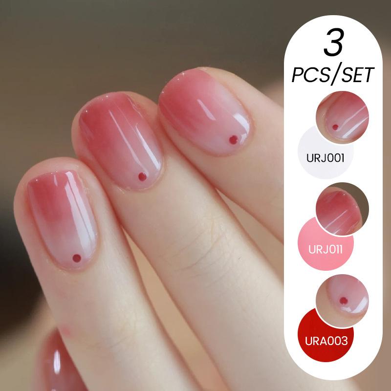 Nail Art Buz Şeffaf 3 Adet Tırnak Cilası Tutkalı Seti, Popüler Nude Beyazlatıcı Toz Şeffaf Tırnak Cilası Tutkalı