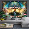 Fantasy Forest Tree Tapestry Green Nature Tree Of Life Tapestry For Bedroom Aesthetic Waterfall Lotus Flower Natural Landscape