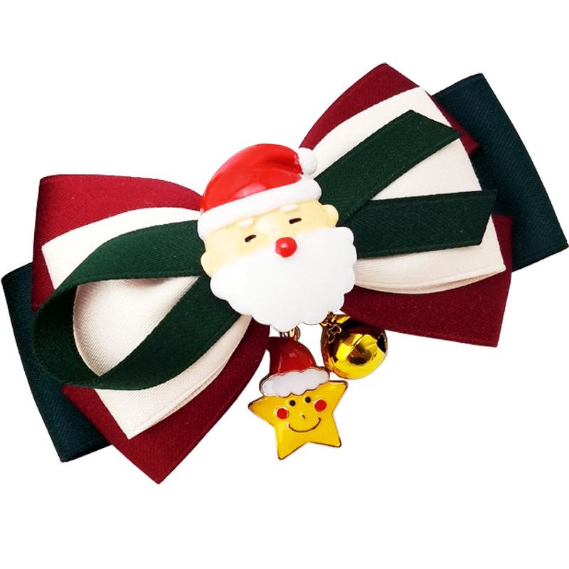 Retro Christmas Bow Hair Clip - Festive Santa Tree Accessory for Autumn/Winter