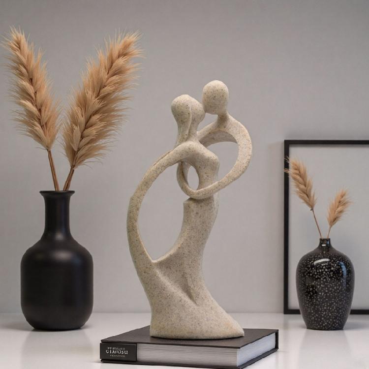 Couple Sculpture,Modern Abstract Resin Kissings Lovers Statue Ornament for Living Room Coffee Table Shelf Accent Decors