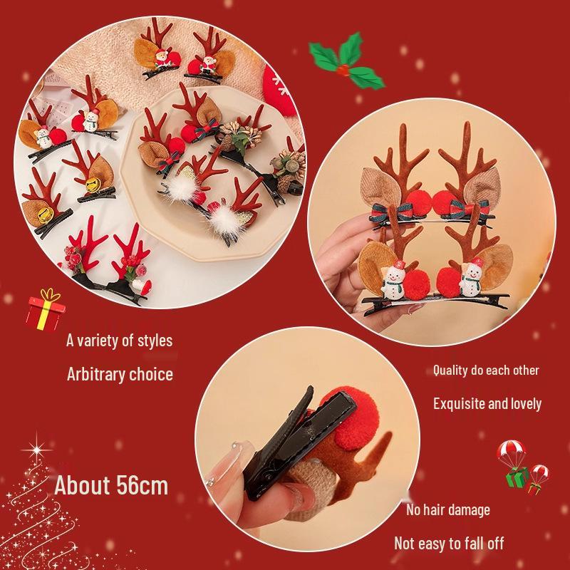 Festliche 2025 Geweih Haarspangen - Niedlicher Rentier Kopfschmuck & Haarnadeln für Weihnachten