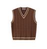 Unisex Retro Japanese Color Block V-neck Knit Vest, Basic Loose Sleeveless Sweater, Versatile Niche Style