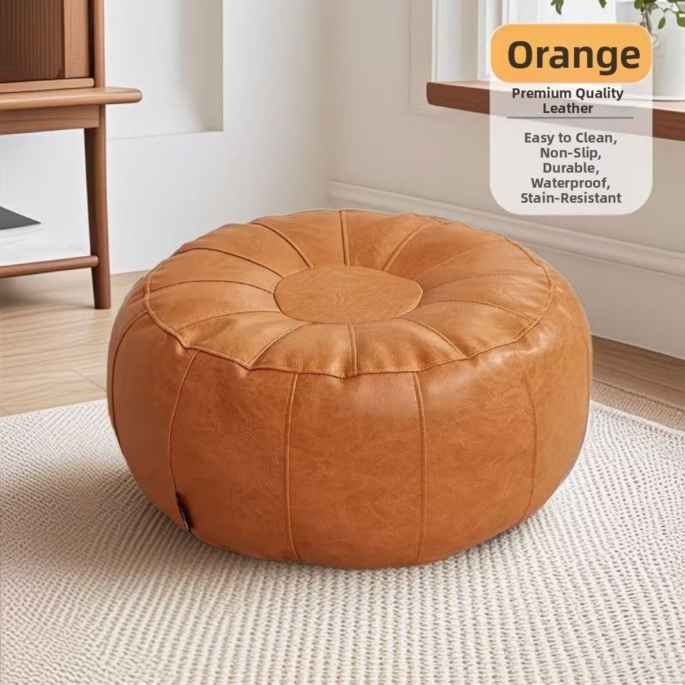 Copricuscino Antiscivolo Non Imbottito Rotondo Sgabello Contenitore Gambe Pouf Moderno in Pelle Soggiorno