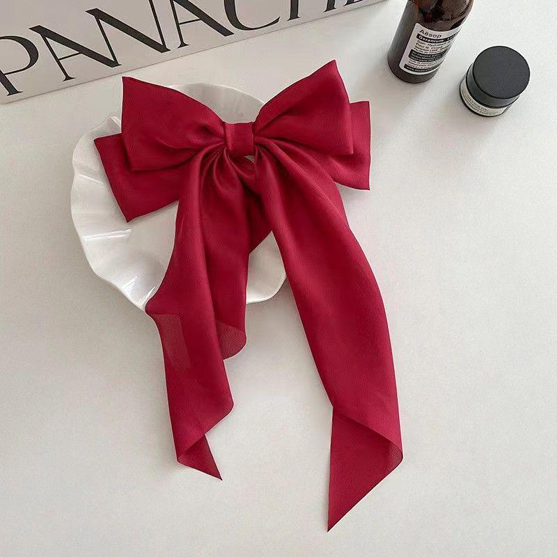 "Retro Large Ribbon Bow Hairpin Inspired by Yang Zi - Elegant Spring Clip Hair Accessory"