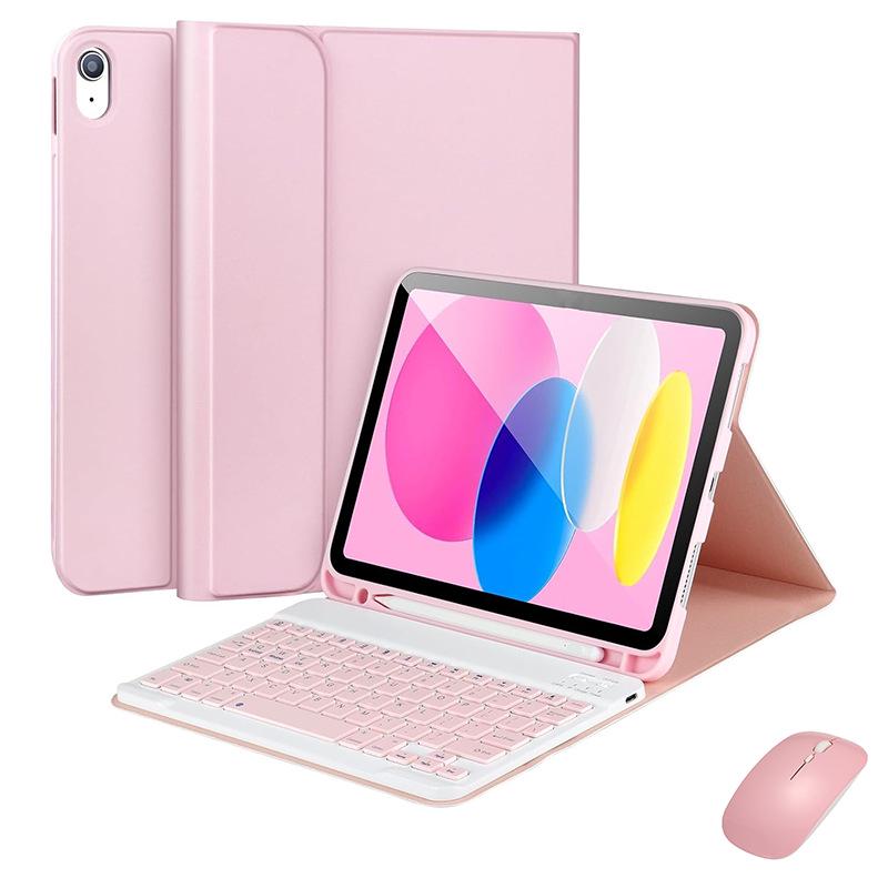 10.9" iPad A16 Protective Case with Detachable Bluetooth Keyboard, Magnetic Pen Slot, Leather for 10th Gen