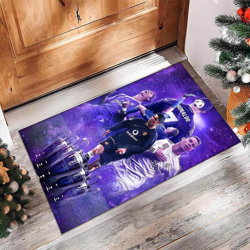 Cristiano Ronaldo bedruckter Flanell-Teppich rutschfest weich Polyester Bodenbelag Indoor Dekorationsmatte für Schlafzimmer Wohnzimmer Sofa