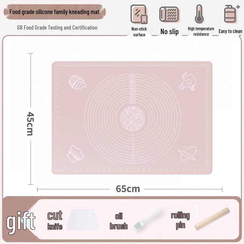 Rutschfeste Silikon-Knetmatte & Teigroller für Teigtaschen - Übergröße, Lebensmittelgeeignete Teigplatte