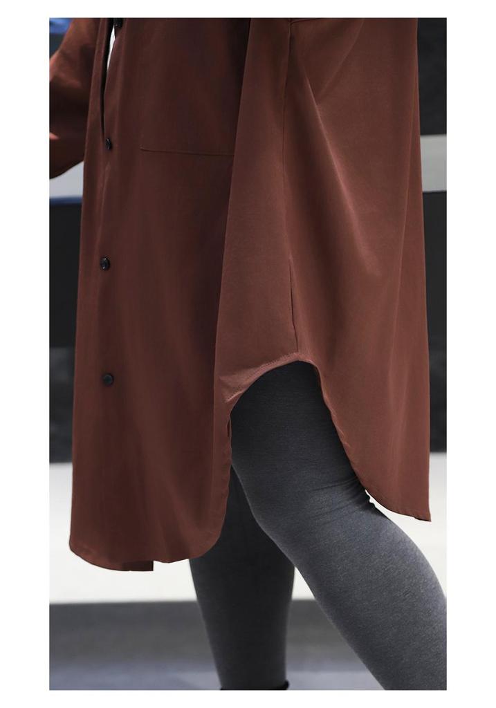 Plus Size Women's Hooded Long Sleeve Midi Trench Coat 300 Jin Fat MM Slimming Jacket