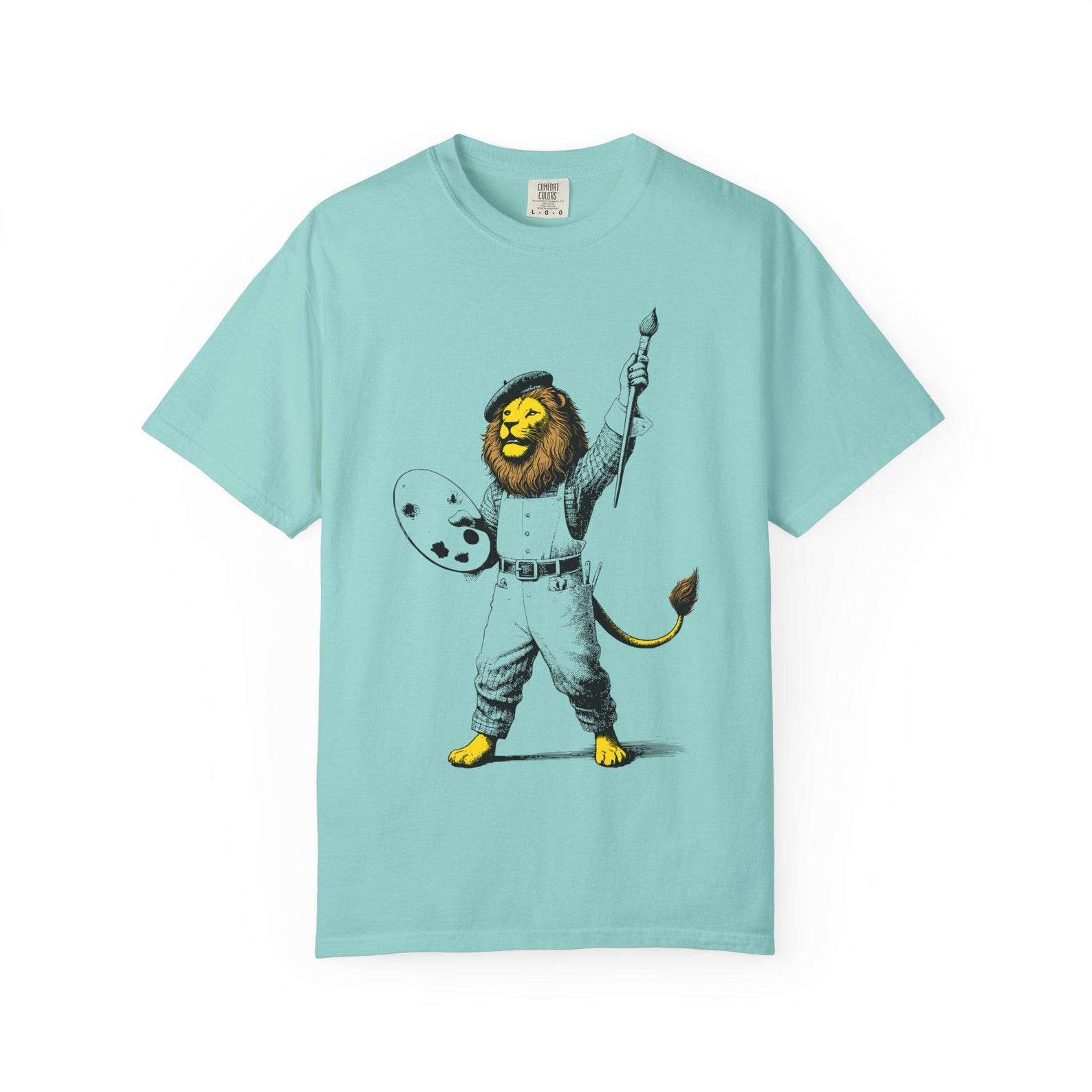 Artistic Lion Color Pop T-Shirt: Vintage Engraving Style 3XL