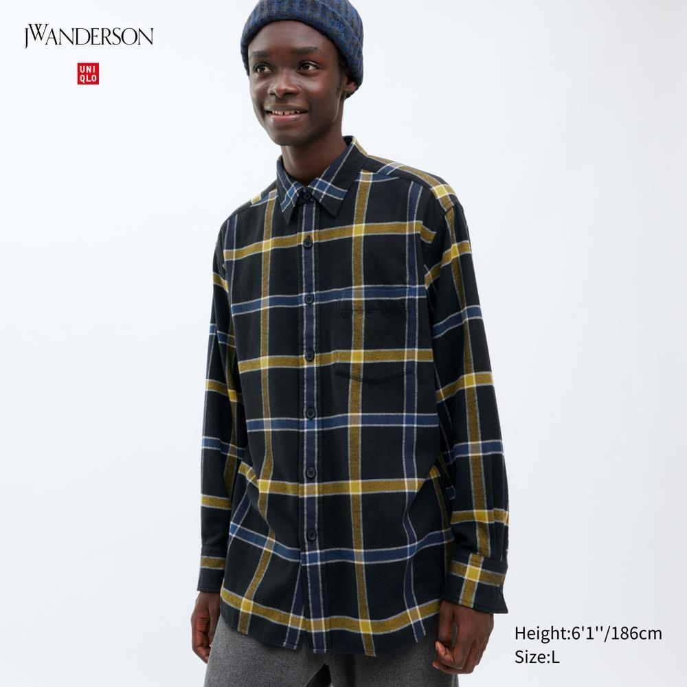

Фланелевая рубашка в клетку UNIQLO (длинный рукав, обычный воротник)