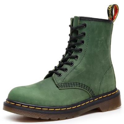 Lei Yu zielone buty wysokie Crazy Horse damskie klasyczne retro krótkie botki męskie skóra naturalna pierwsza warstwa małe buty skórzane okrągłe