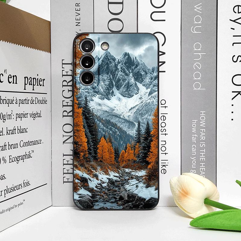 Vintage Forest Landscape Snow Mountain Scenery Phone Case for Samsung Galaxy S25 S24+ S23 Ultra S22Plus S20 S21 FE M53 M34 Cover
