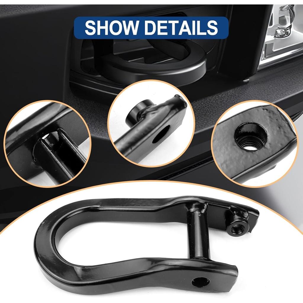 Front Tow Hooks Ring Compatible with 2007-2019 Chevy Silverado GMC Sierra 1500 Front Lower Bumper Trailer Ring Replace 84072463 Black 2Pcs
