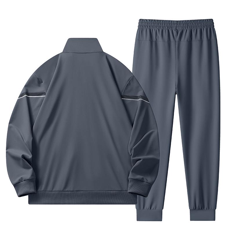 Men's Spring/Autumn Stand-Up Collar Sports Suit: Long Sleeve Running Top & Tapered Leg Pants