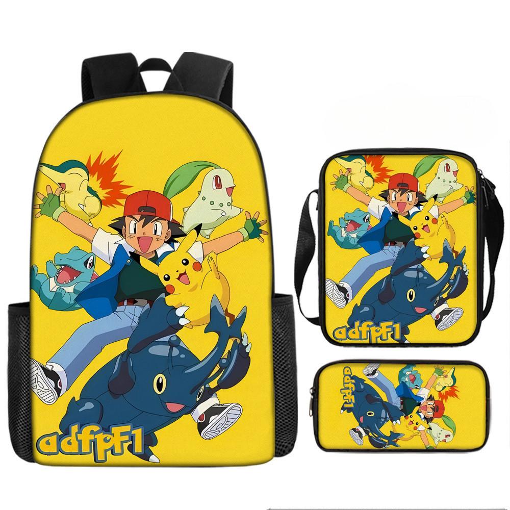 Pokémon Printed Cartoon Backpack Children Schoolbag Shoulder Bag Pencil Bag