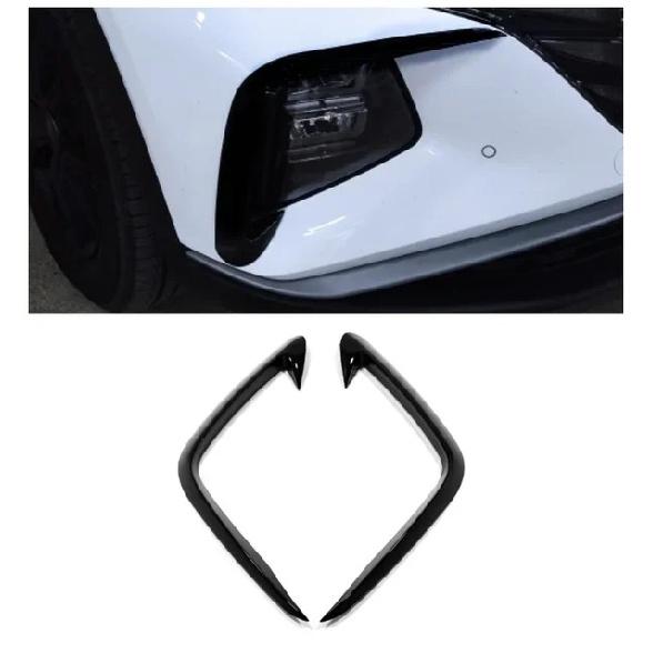 For Hyundai Tucson NX4   Front Fog Light Lamp Cover Trim Bumper Molding Eyebrow Eyelid Carbon Fiber Chrome Decoration