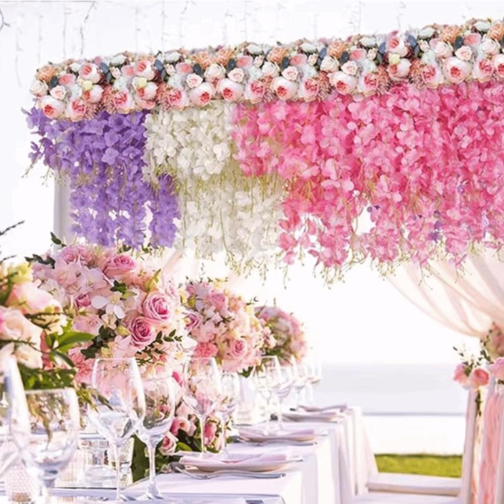 10PCS Bright Color Artificial Wisteria Hanging Flower Wisteria Flower Strips  Garden