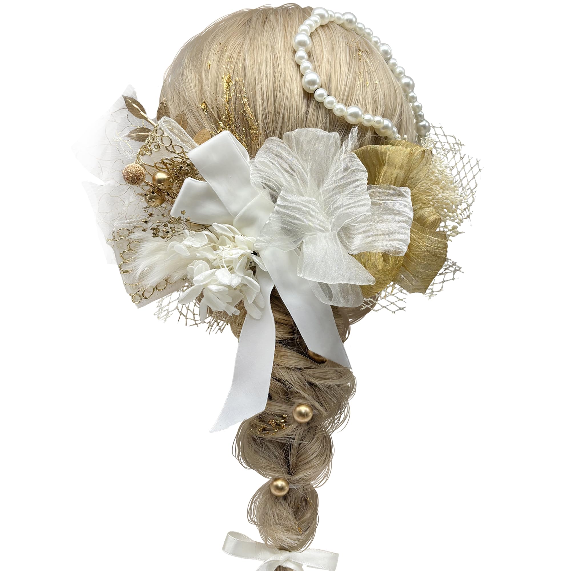 

Hair accessory for Coming-of-Age Ceremony, Pre-wedding photoshoot, After-party, Graduation Ceremony, Entrance Ceremony. Features include chiffon