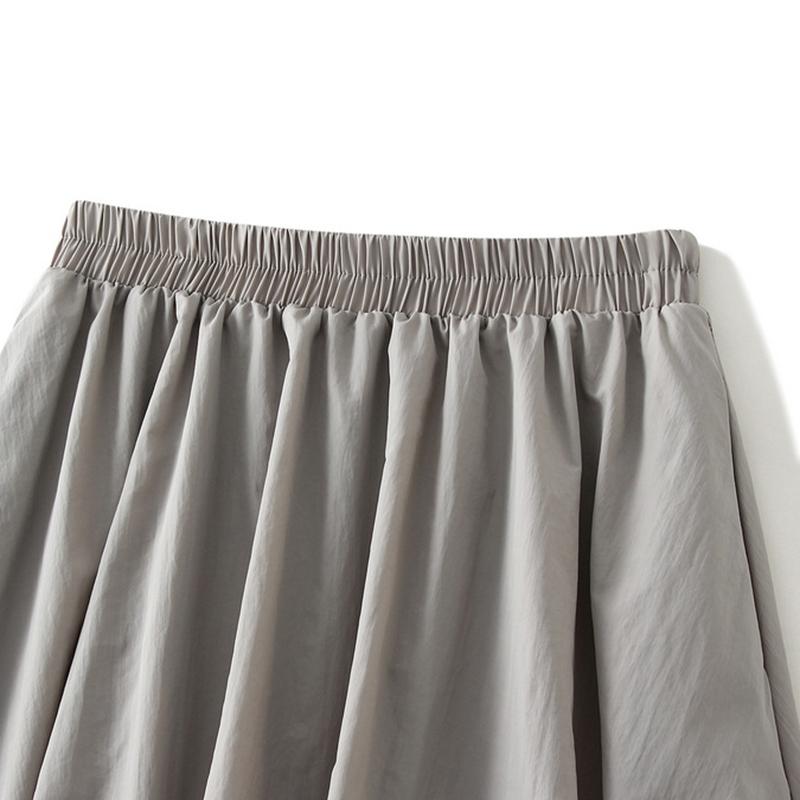 Women Casual Solid Color Long Lantern Skirt With Pocket Personality Elastic Waist Flower Bud A-line Skirt QT2307