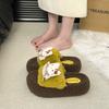 Fleece warm fluffy slippers one-word drag Internet celebrity fashion cartoon Hello Kitty cotton slippers women's 2025 autumn and winter new