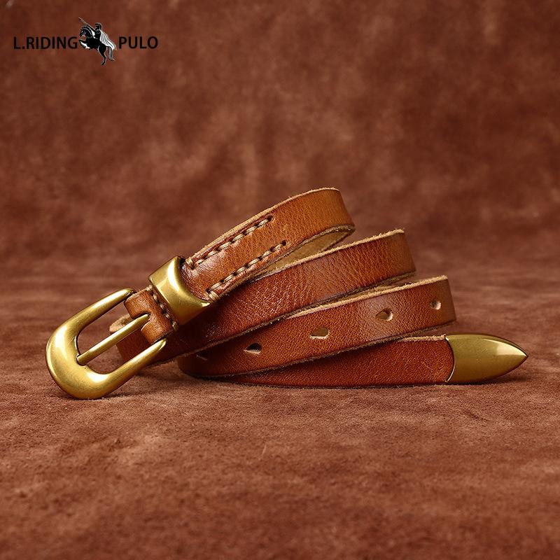 Genuine Leather Belt for Women with Pin Buckle Korean Style Trendy All-match Personality Retro Pure Cowhide Pants Belt Waist Belt