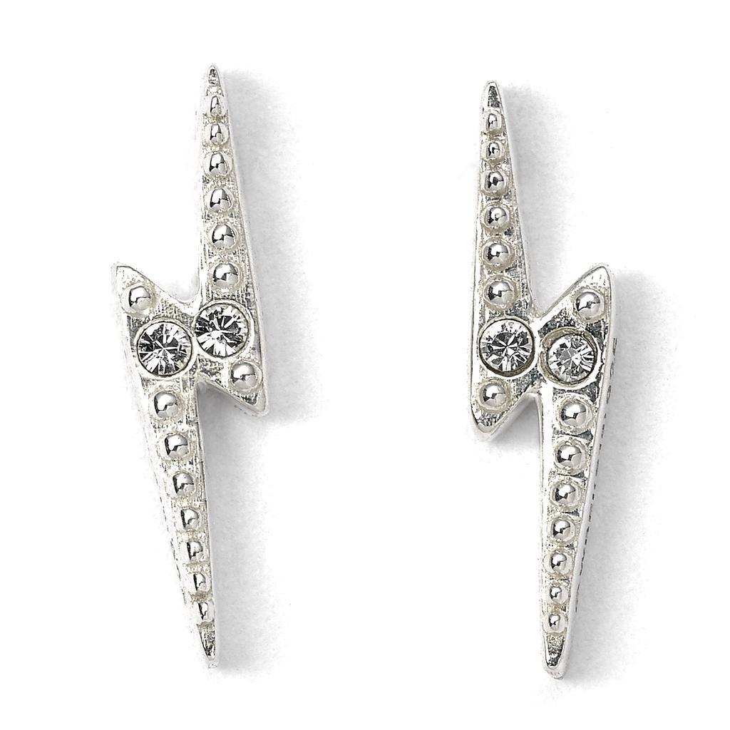 Harry Potter Sterling Silver Lightning Bolt Stud Earrings with Crystal Elements