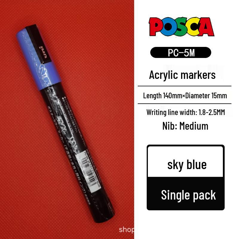Mitsubishi POSCA PC-5M Wasserbasierter Poster- & Graffiti-Stift, Mittlere Spitze (1,8-2,5 mm), 17 Farben