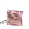 Women Crop Tank Top Sexy Square Neck Double Lined Ruched Corset Cute Cropped Sleeveless Cami Summer Outfit Going Out Top