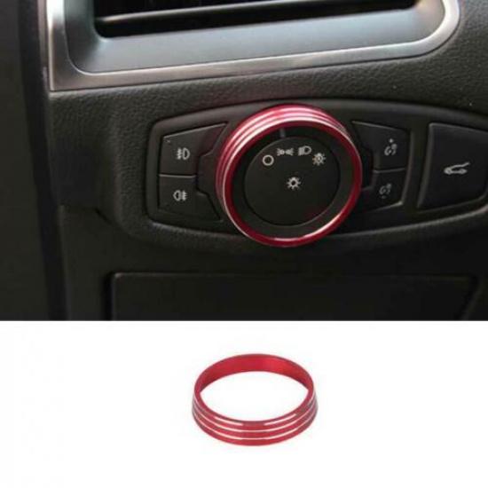 Red Aluminum Alloy Headlight Switch Control Button Trim For Ford Edge 2015-