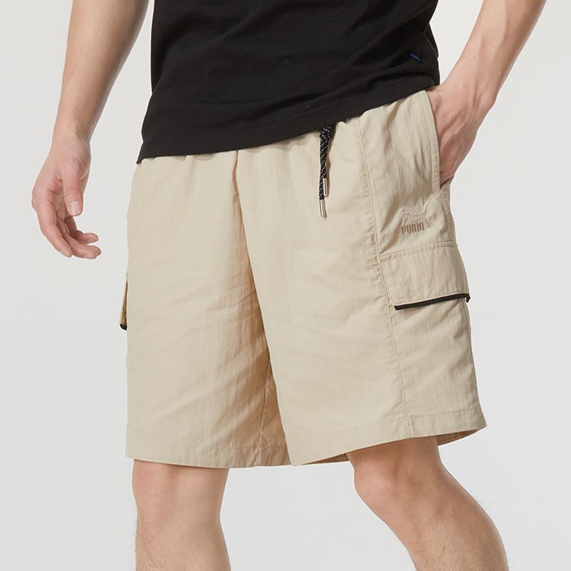 Puma Solid Color Fitness Training Mid-Waist Casual Shorts Men Bottoms Khaki 626871-90