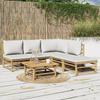 Vidaxl 6-Cz. Gartenmöbel-Set, Hellgraue Kissen, Bambus