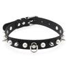 Alloy Spike D-ring Choker, Faux Pearl Rivet D Buckle Leather Clavicle Necklace