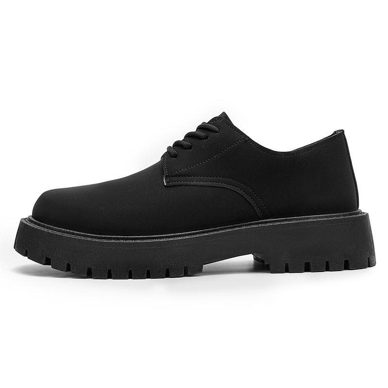 Autumn new British style casual black leather shoes waterproof platform big head classic men's business shoes