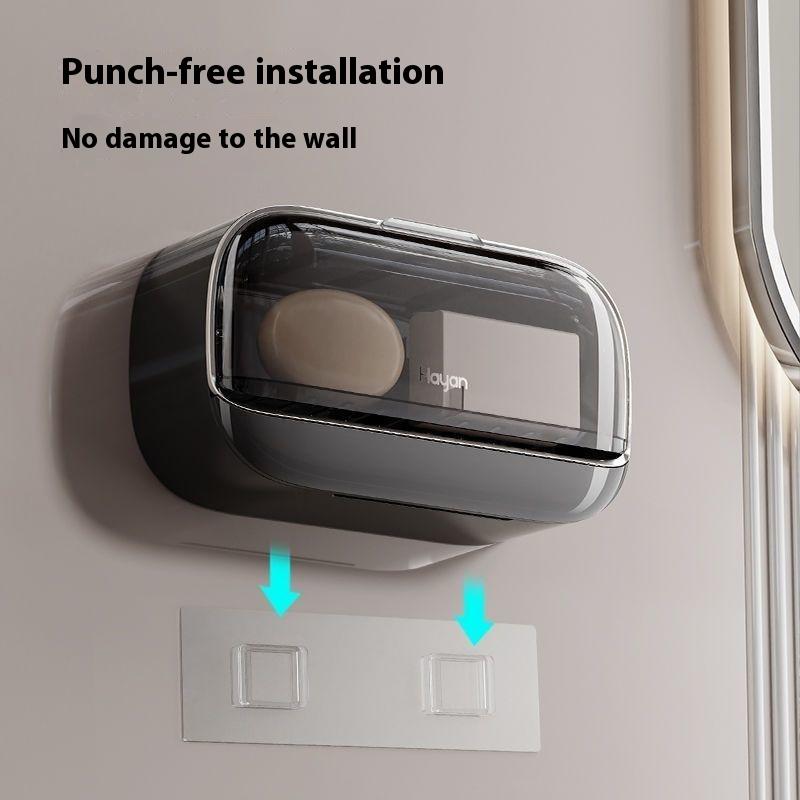 

Wall Mounted Soap Box With Lid, Non Drilled Drainage Soap Tray, Simple Soap Storage Rack For Home Bathroom, Bathroom Accessories темно-зеленого